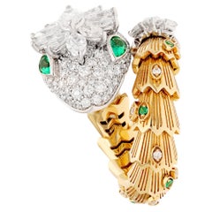BULGARI 18K Two-Tone Gold, Diamond and Emerald Serpenti Ring