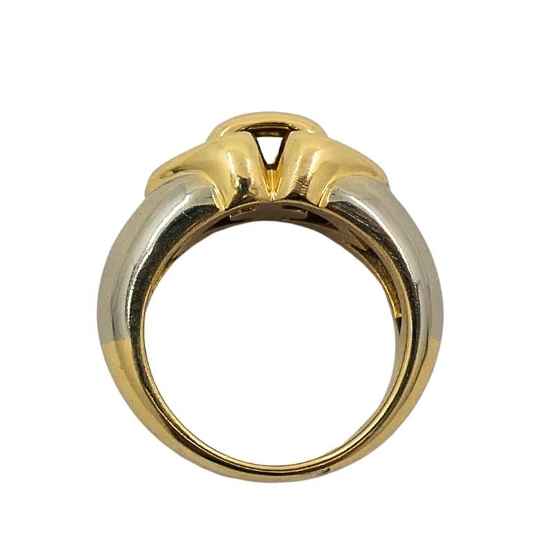 Bulgari 18k Two-Tone Gold Doppio Double Heart Ring In Good Condition For Sale In Beverly Hills, CA