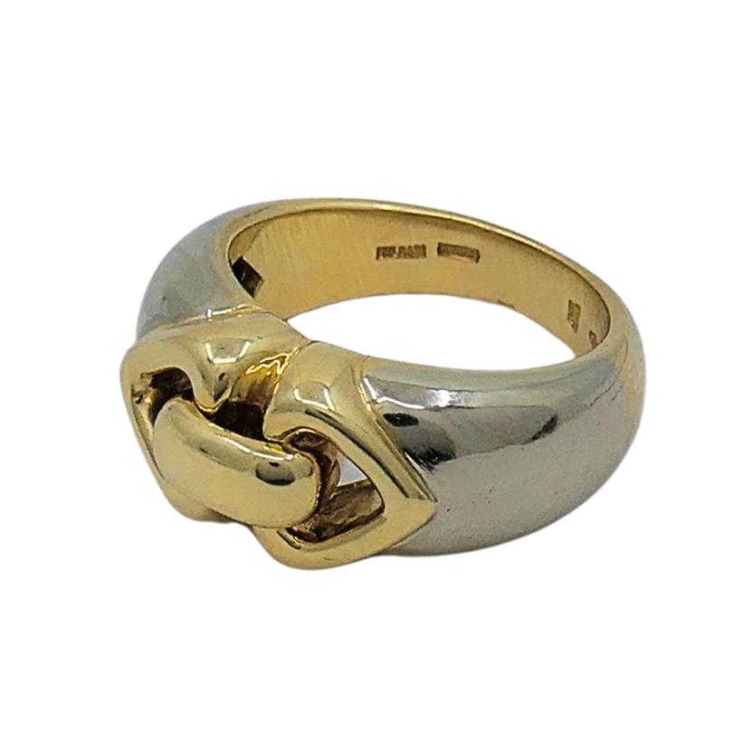 Women's Bulgari 18k Two-Tone Gold Doppio Double Heart Ring For Sale