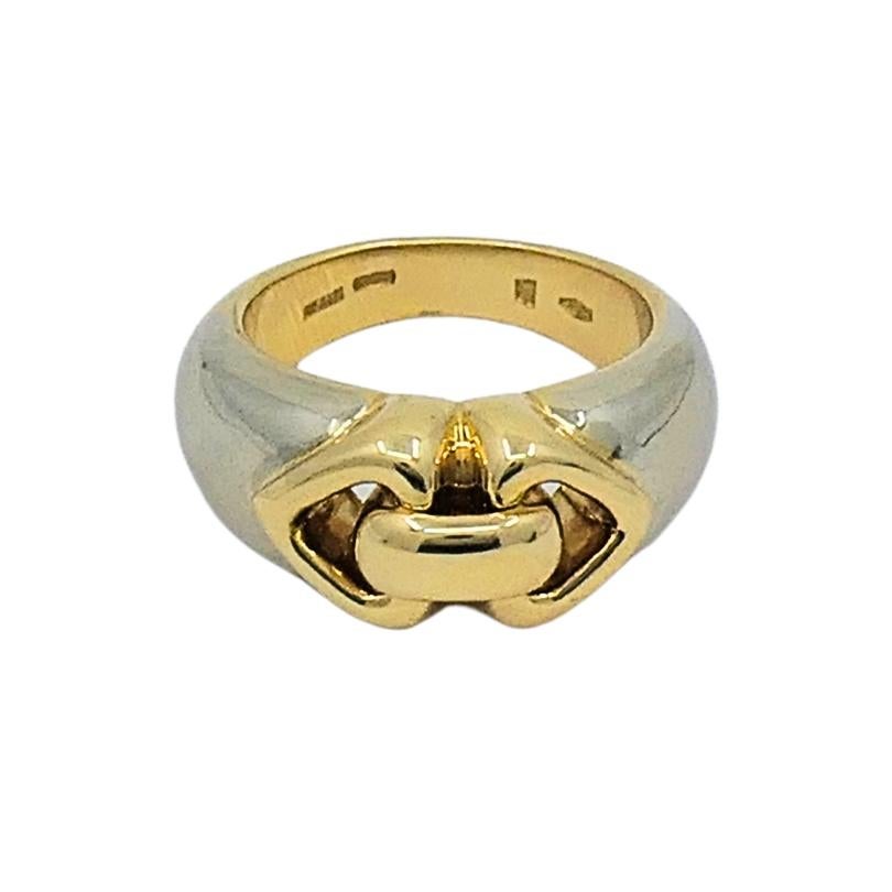 Bulgari 18k Two-Tone Gold Doppio Double Heart Ring For Sale 2