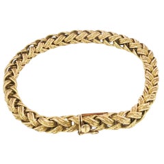 Bulgari 18K Wheat Bracelet Yellow Gold Vintage 1980's 7.5" Length