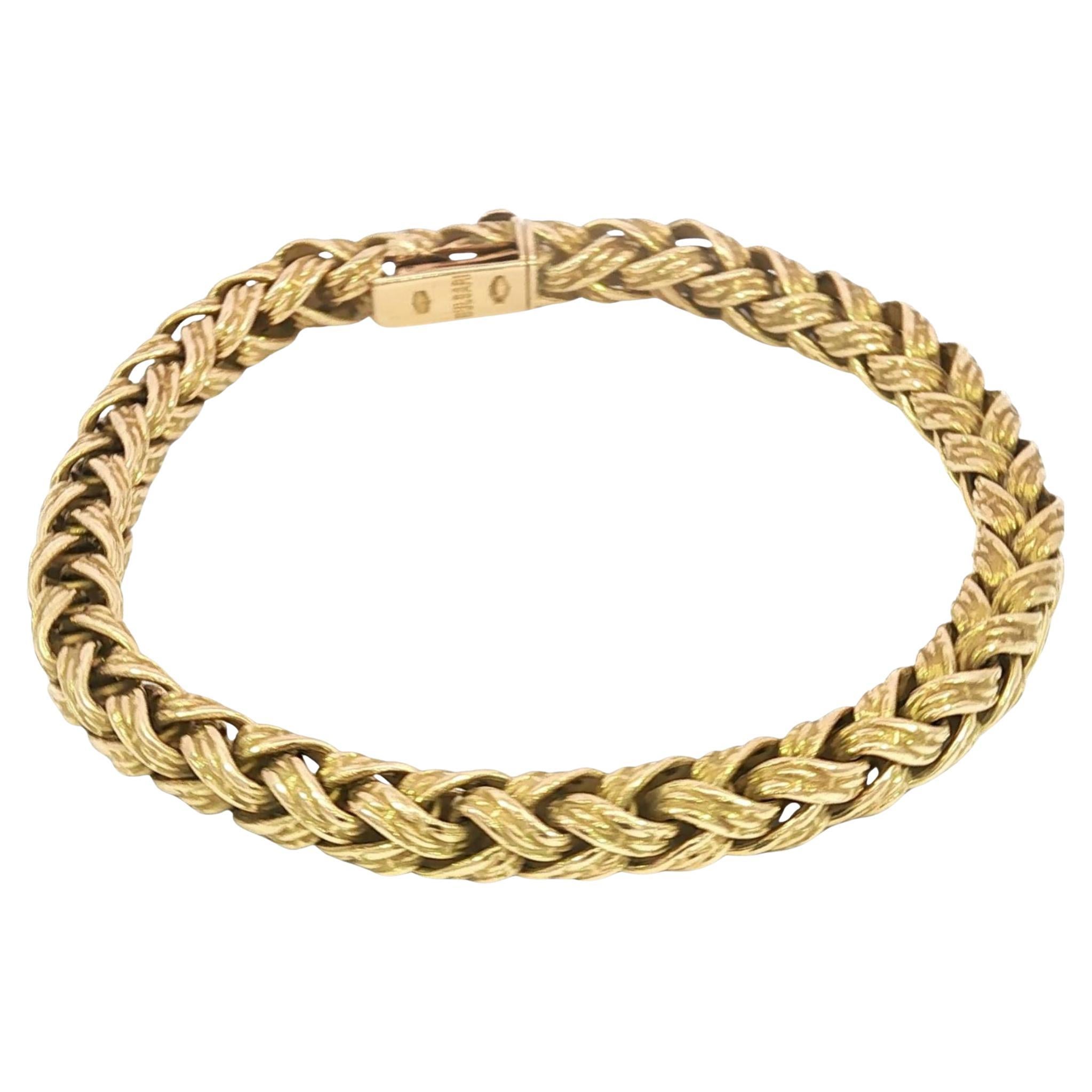 Bulgari 18K Wheat Bracelet Yellow Gold Vintage 1980
s 7.5" Length