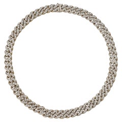 Bulgari 18K White Gold and Diamond "Gourmette" Chain Necklace