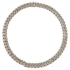 Collana a catena "Gourmette" di Bulgari in oro bianco 18 carati e diamanti