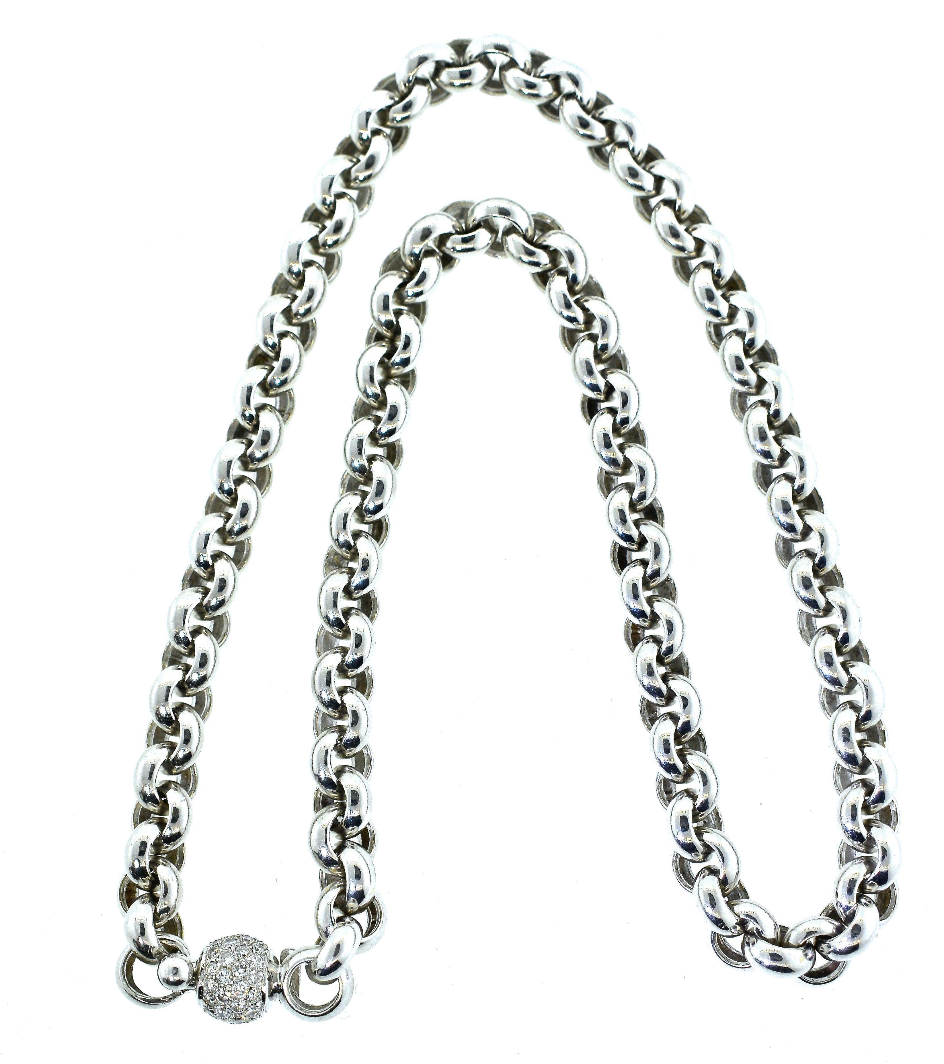 Bulgari 18 Karat White Gold and Diamond Necklace In Excellent Condition In Aspen, CO