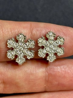 Bulgari 18k White Gold and Diamond Snowflake Clip-On Earrings, Circa 1980