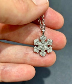 Bulgari 18k WHite Gold and Diamond Snowflake Pendant, Circa 1980