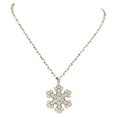 Bulgari 18k WHite Gold and Diamond Snowflake Pendant, Circa 1980