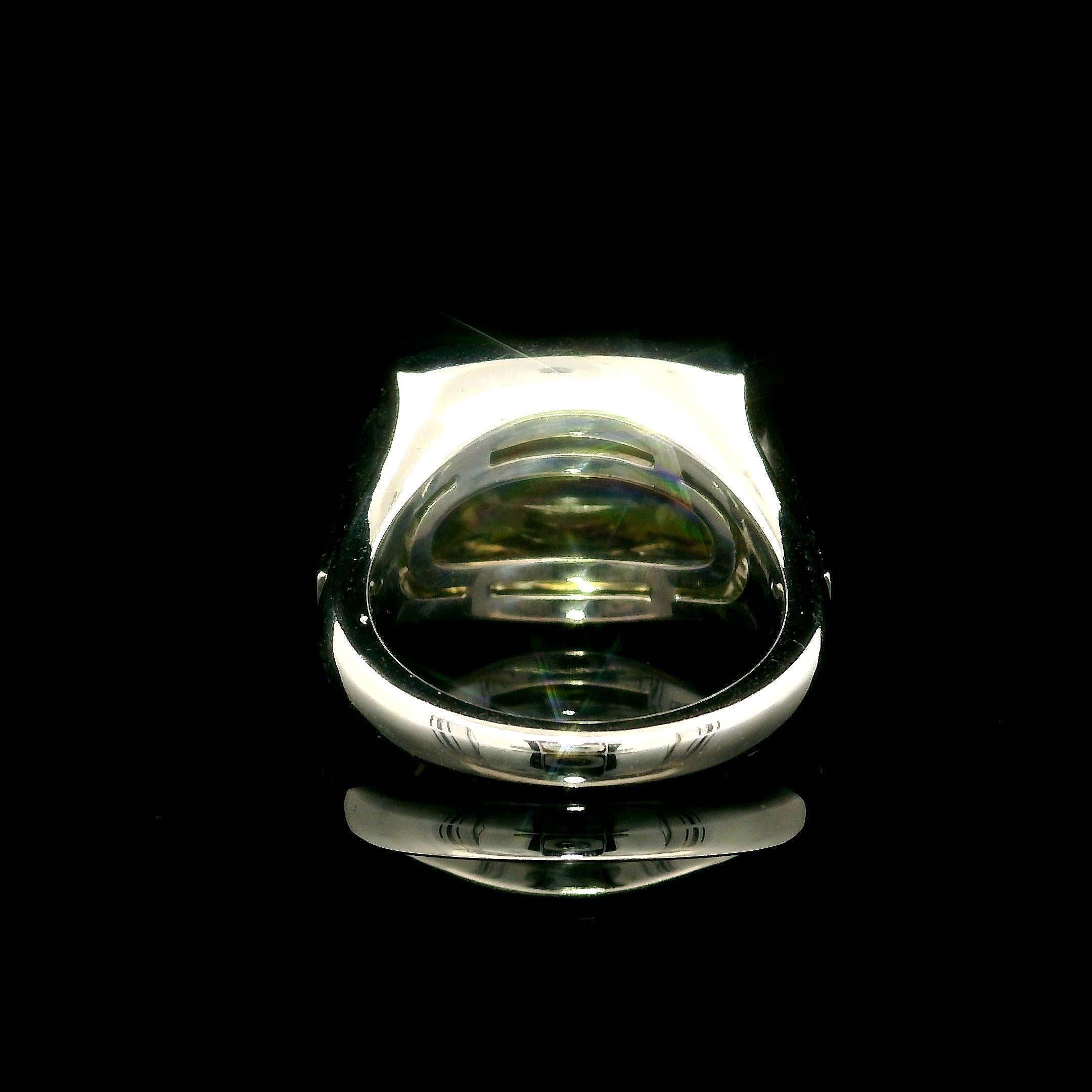 Bulgari 18k White Gold Buff-Top Bezel Lemon Quartz Metropolis Solitaire Ring For Sale 1