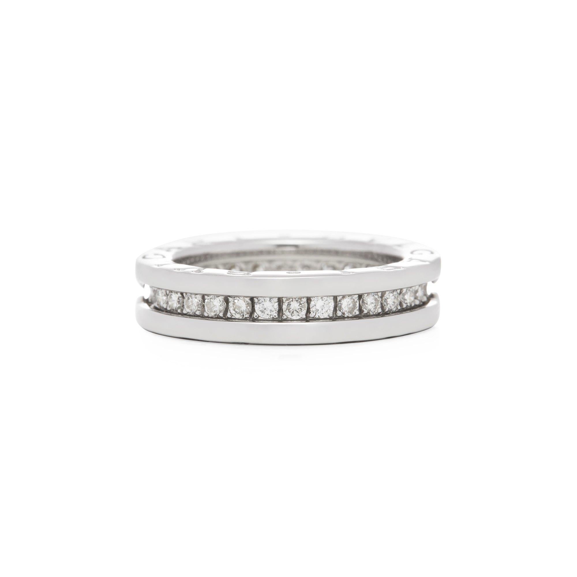 Round Cut Bulgari 18 Karat White Gold B.Zero 1 Ring