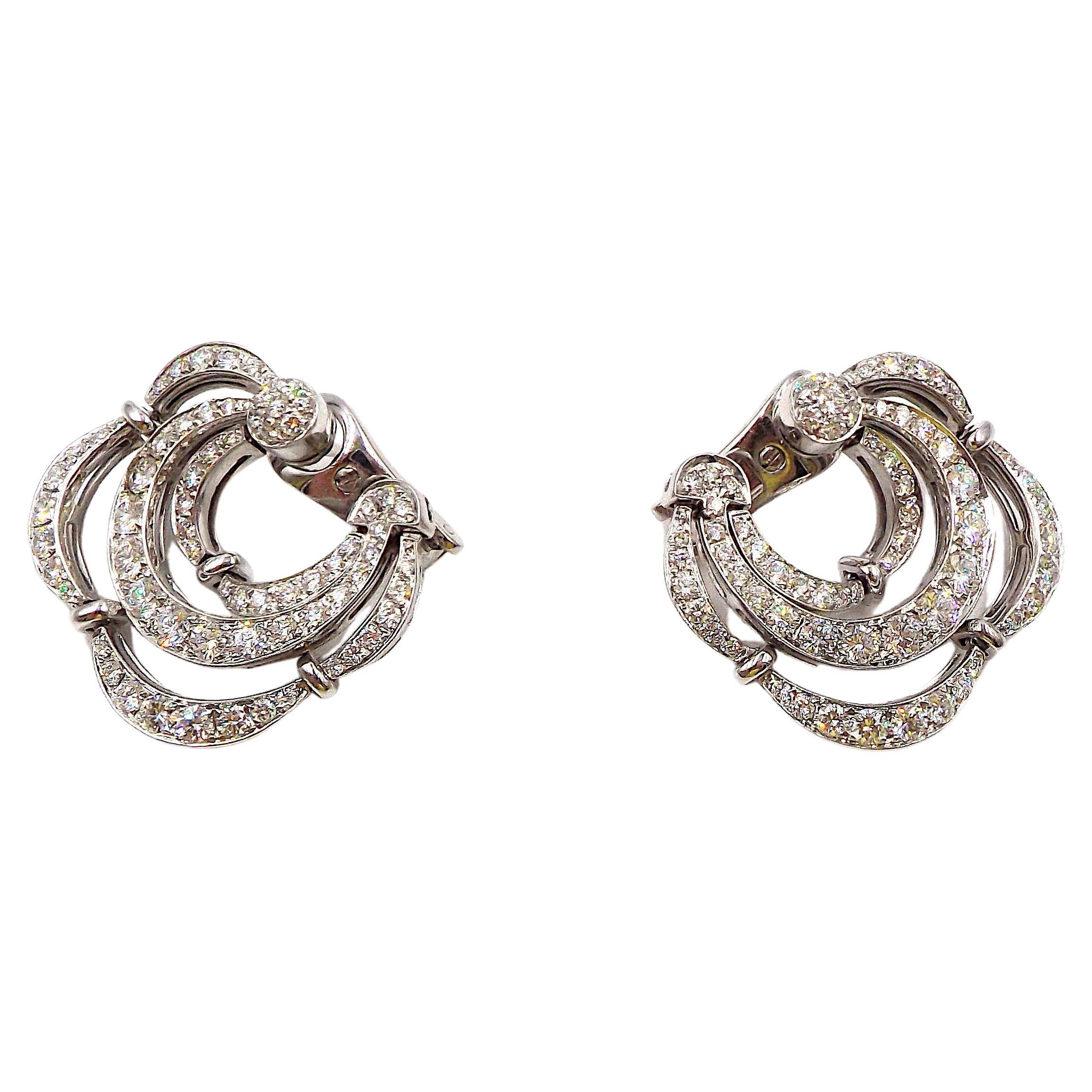 Bulgari 18K White Gold Diamond Tremblant Flower Earrings