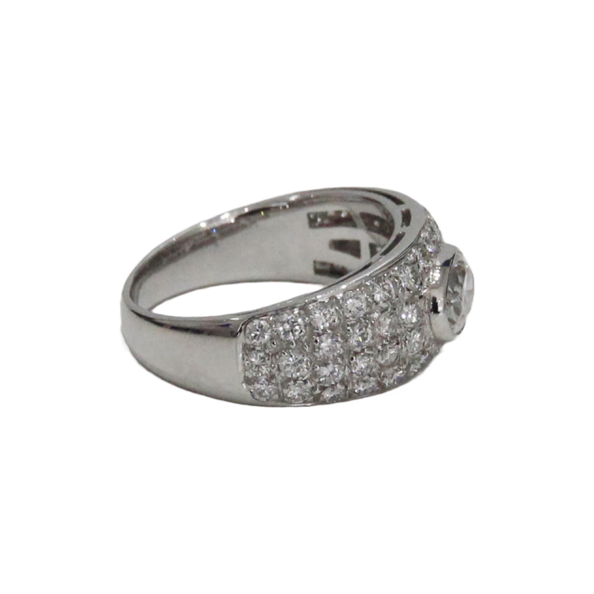 Modern Bulgari 18k White Gold Diamond Ring For Sale