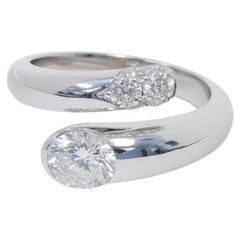 Bulgari 18K White Gold Oval and Round Diamond Bypass Ring