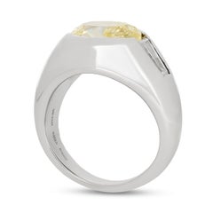 Bulgari 18K White Gold Oval Fancy Yellow Diamond Tapered Baguette Bezel Ring