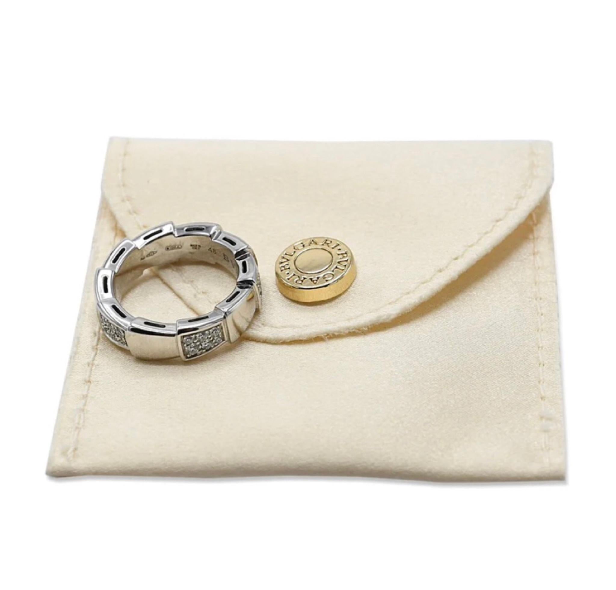 Bulgari Bague en or blanc 18K Serpenti Viper Diamant Taille 48 Pour femmes en vente