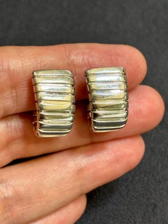 Bulgari 18k White Gold Tubogas Clip-On Earrings, Circa 1980s