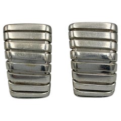 Bulgari 18k White Gold Tubogas Clip-On Earrings, Circa 1980s