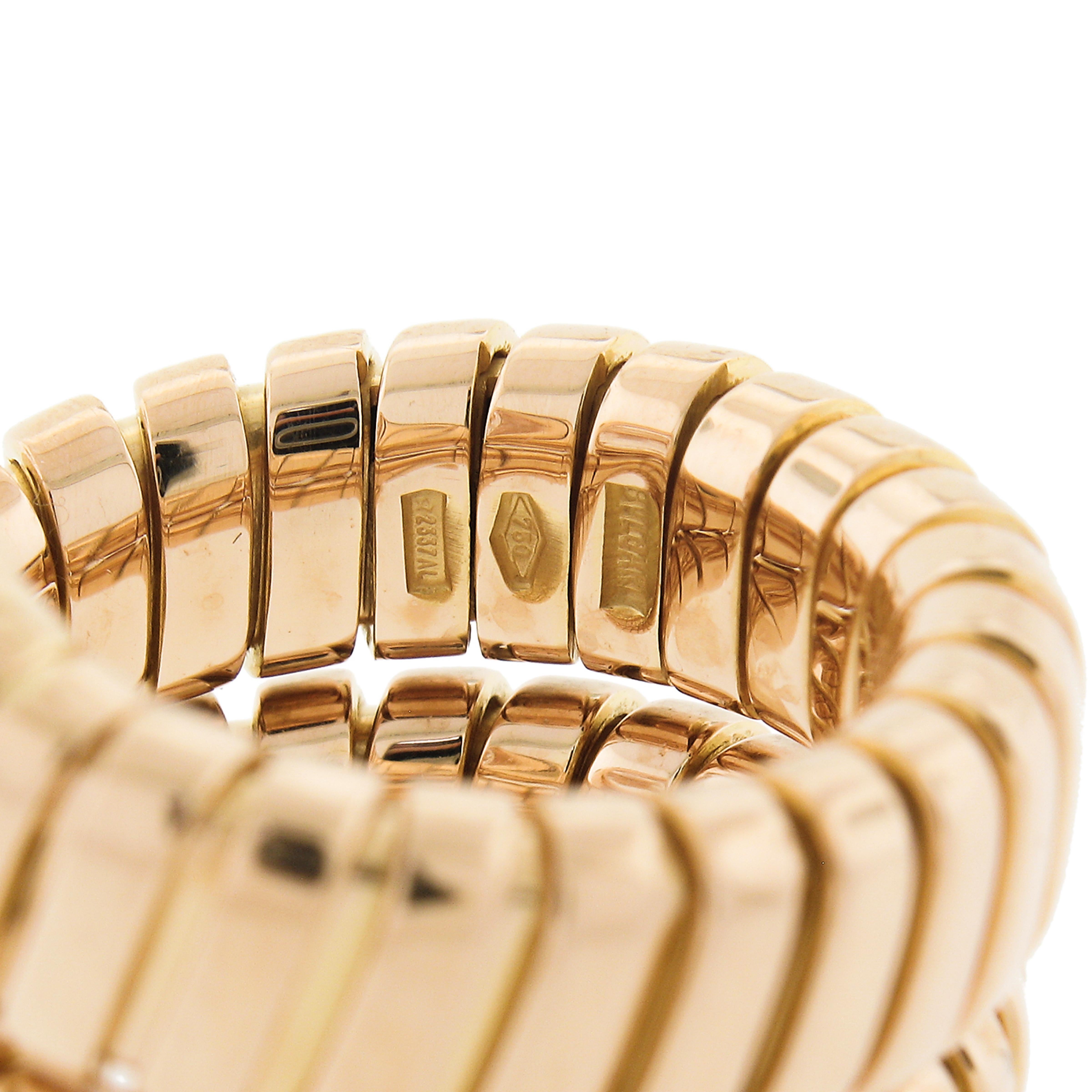 Bulgari 18k Yellow Gold 1.3ct Solitaire Diamond Tubogas Snake Wrap Ring Size 5.5 4