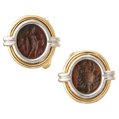 Bulgari Boutons de manchette en or jaune 18 carats avec intaille romaine antique