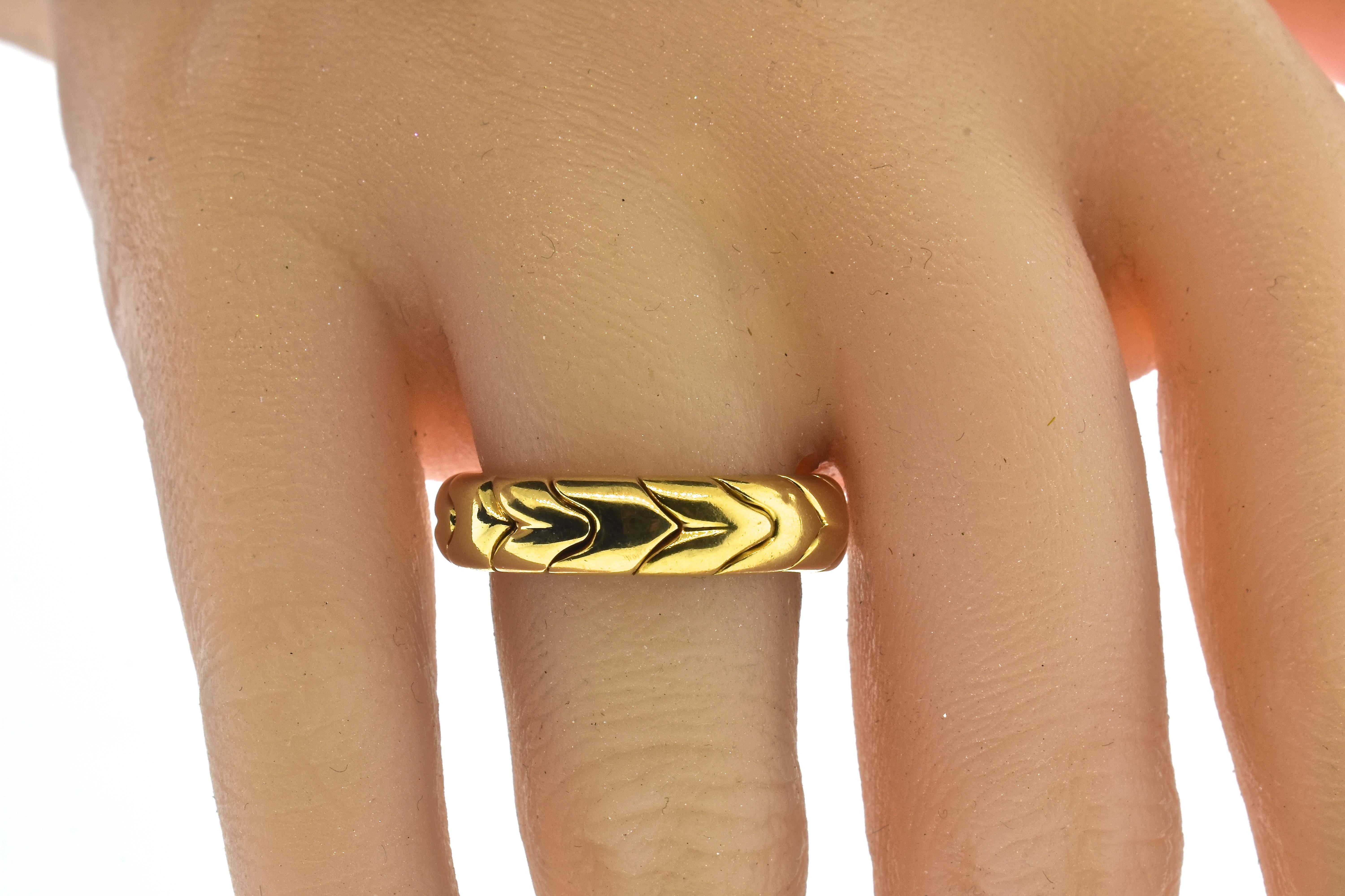 Bulgari 18 Karat Yellow Gold Band Ring In Excellent Condition In Aspen, CO