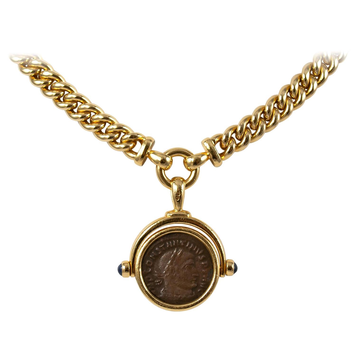 Bulgari 18 Karat Yellow Gold Constantine Magno Coin Necklace