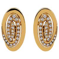 Ruby Diamond 18k Yellow Gold Fan Earrings For Sale at 1stDibs