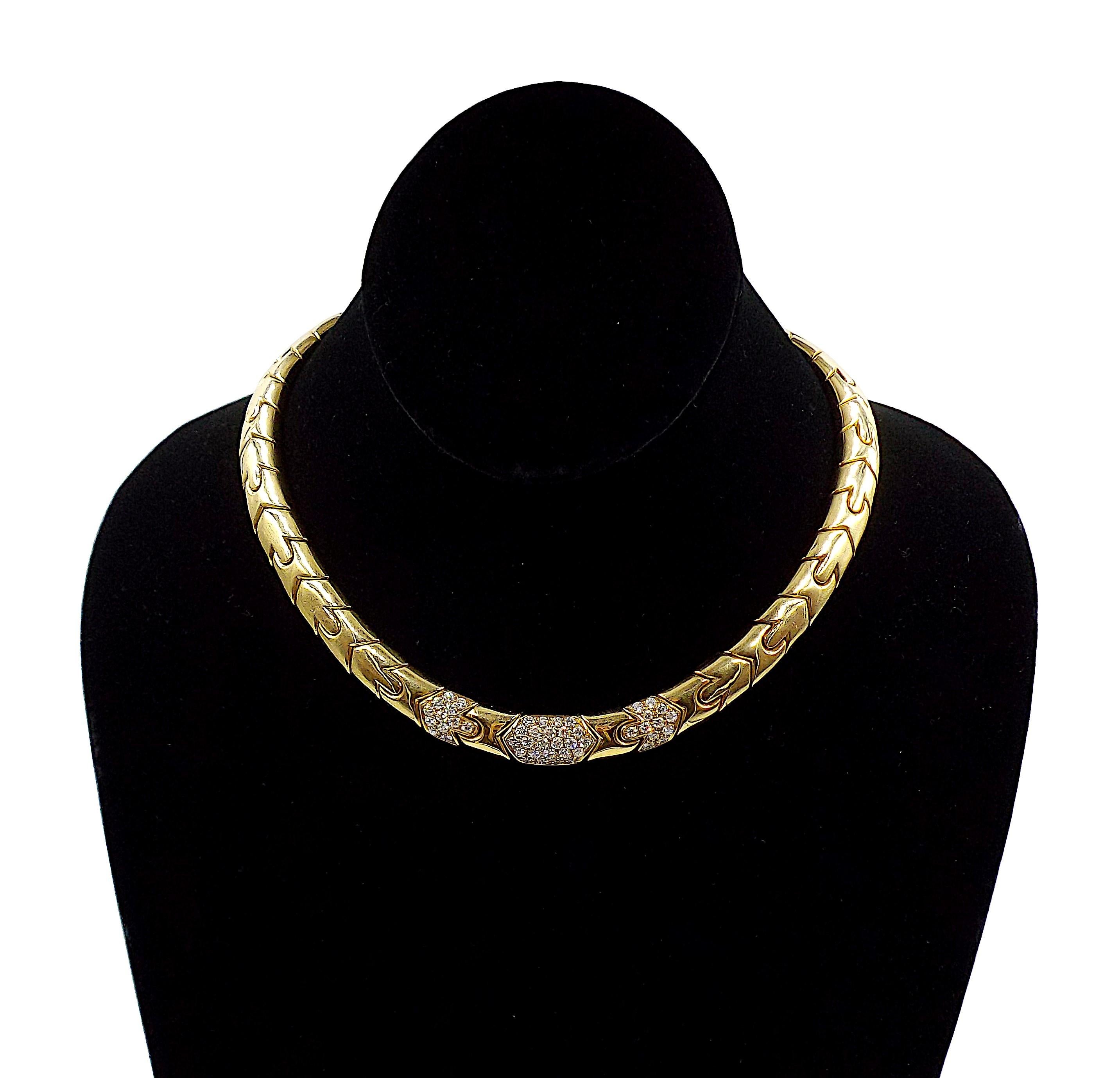 Women's Bulgari 18K Yellow Gold Diamond Necklace For Sale