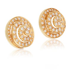 BULGARI 18K Yellow Gold Diamond Spiral Ear Clips