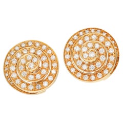 BULGARI 18K Yellow Gold Diamond Spiral Ear Clips