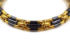 Collar de oro amarillo de 18 quilates con hematites y diamantes Bulgari