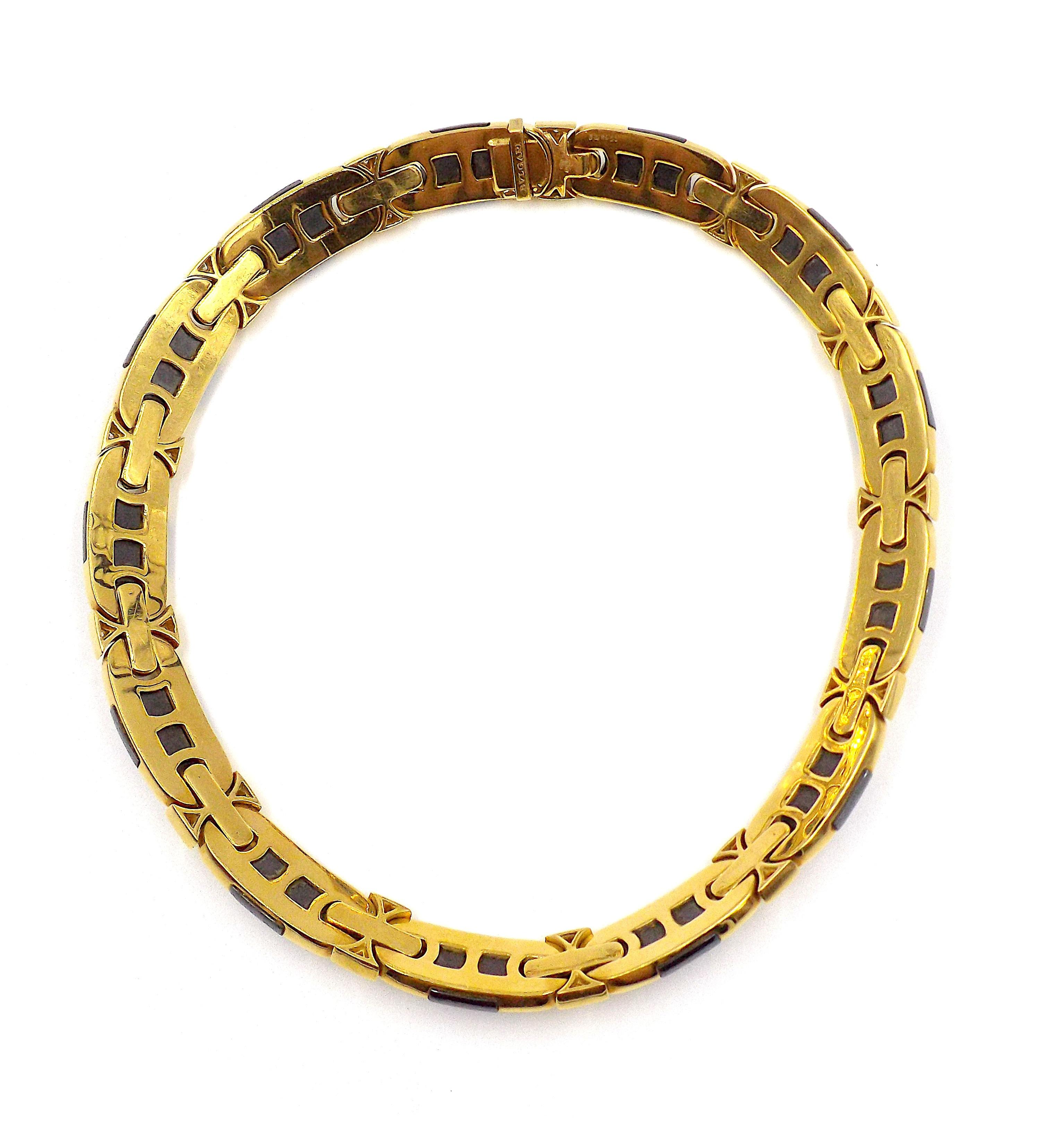 Bulgari Halskette mit Hämatit-Diamant-Kragen aus 18 Karat Gelbgold (Rundschliff) im Angebot