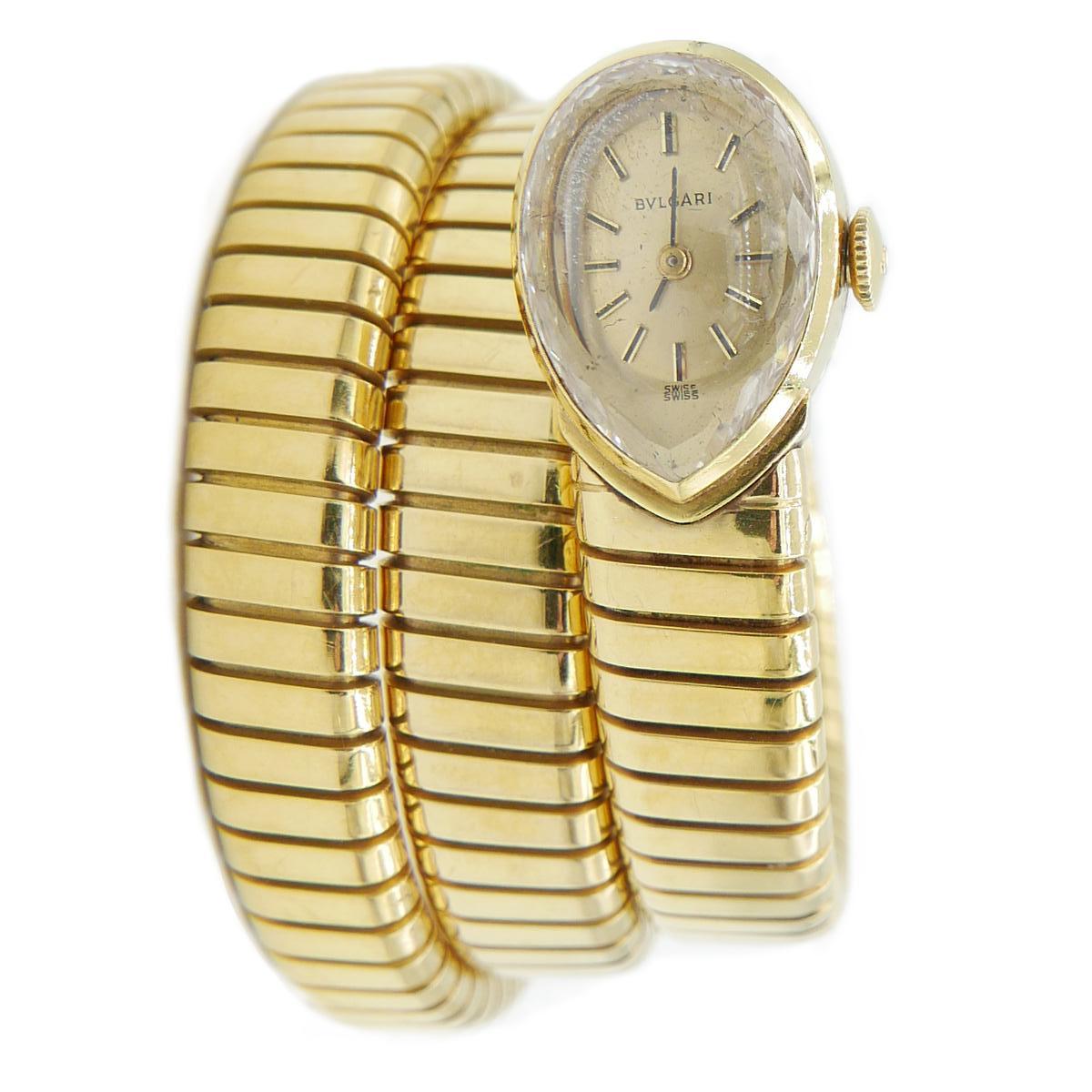 Bulgari 18 Karat Yellow Gold Juvenia Movement Pear Shaped Tubogas Wristwatch In Good Condition In New York, NY