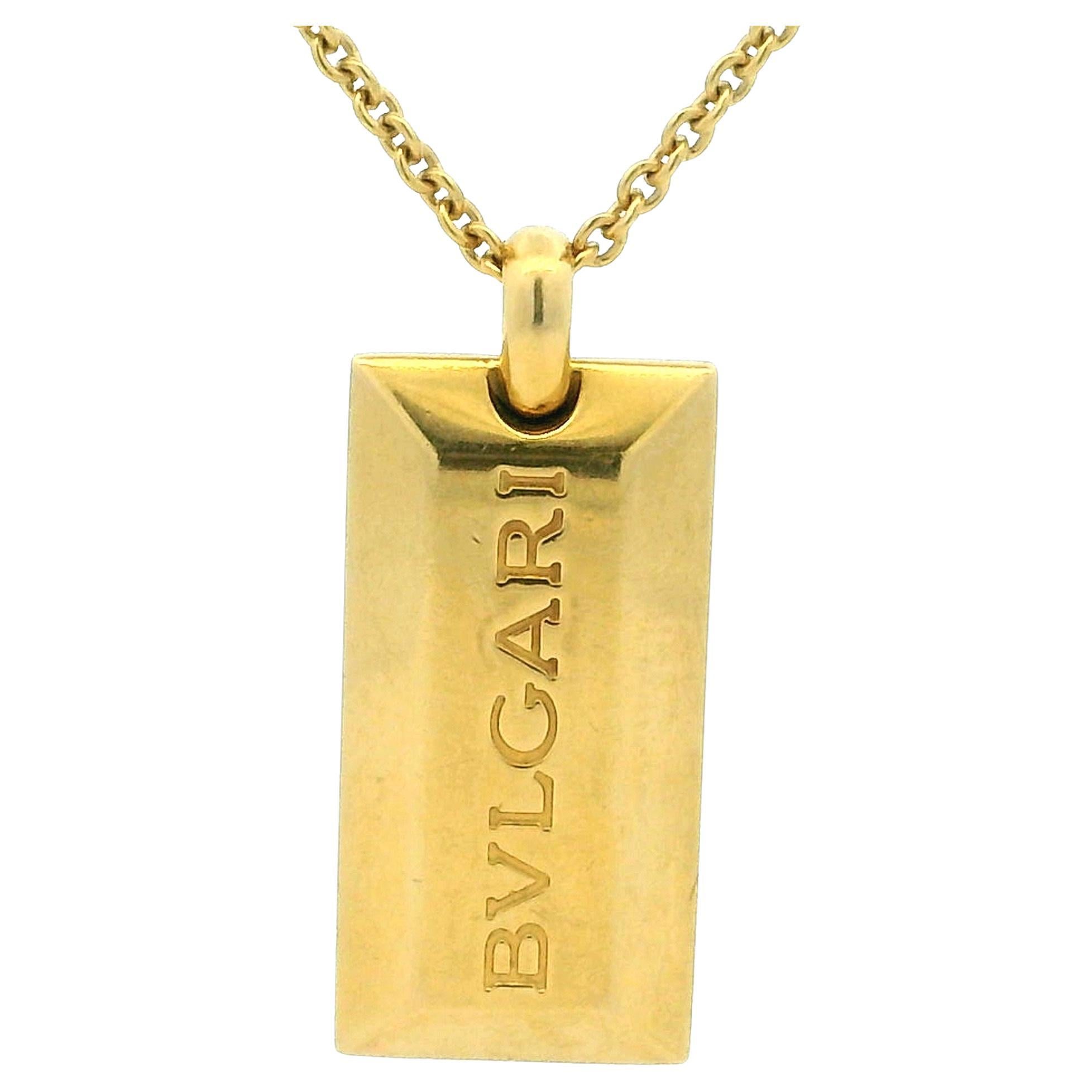Bulgari 18K Yellow Gold “Parentesi Bar” Pendant Necklace, Circa 1998 Serial 2331