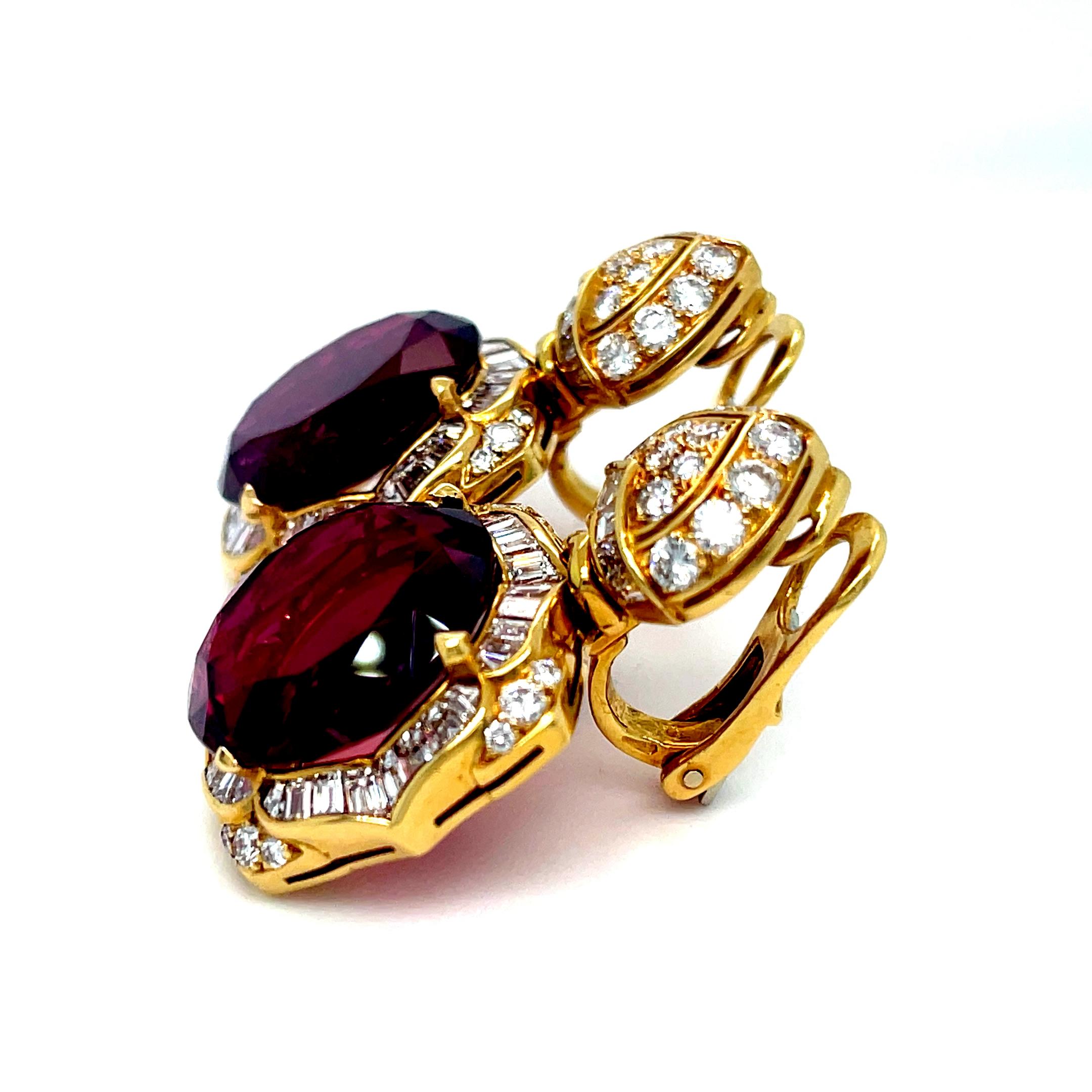 Bulgari 18k Yellow Gold Rubellite Tourmaline and Diamond Lotus Earrings Rare! For Sale 8