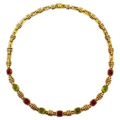 Bulgari 18K Yellow Gold Tourmaline Peridot Necklace