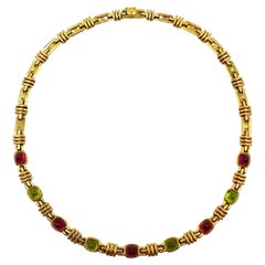 Bulgari - Collana in oro giallo 18 carati con tormalina e peridoto
