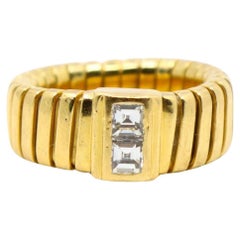 Bulgari 18K Yellow Gold Tubogas Diamond Ring