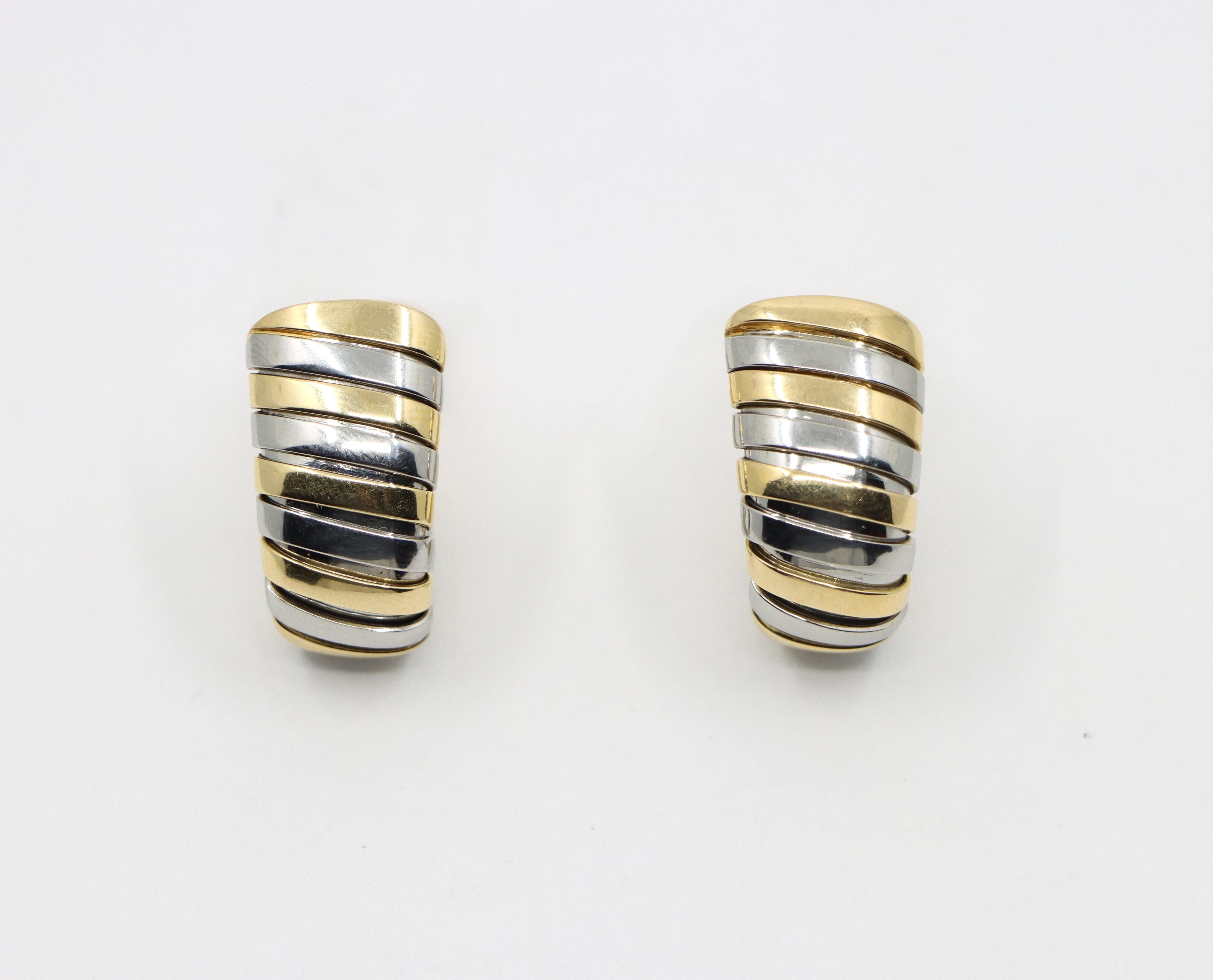 Bulgari 18K Yellow Gold Tubogas Earring In Good Condition In Flushing, NY