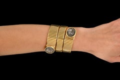 Bulgari 18K Yellow Gold Two Silver Coin 'Monete' Tubogas Bracelet
