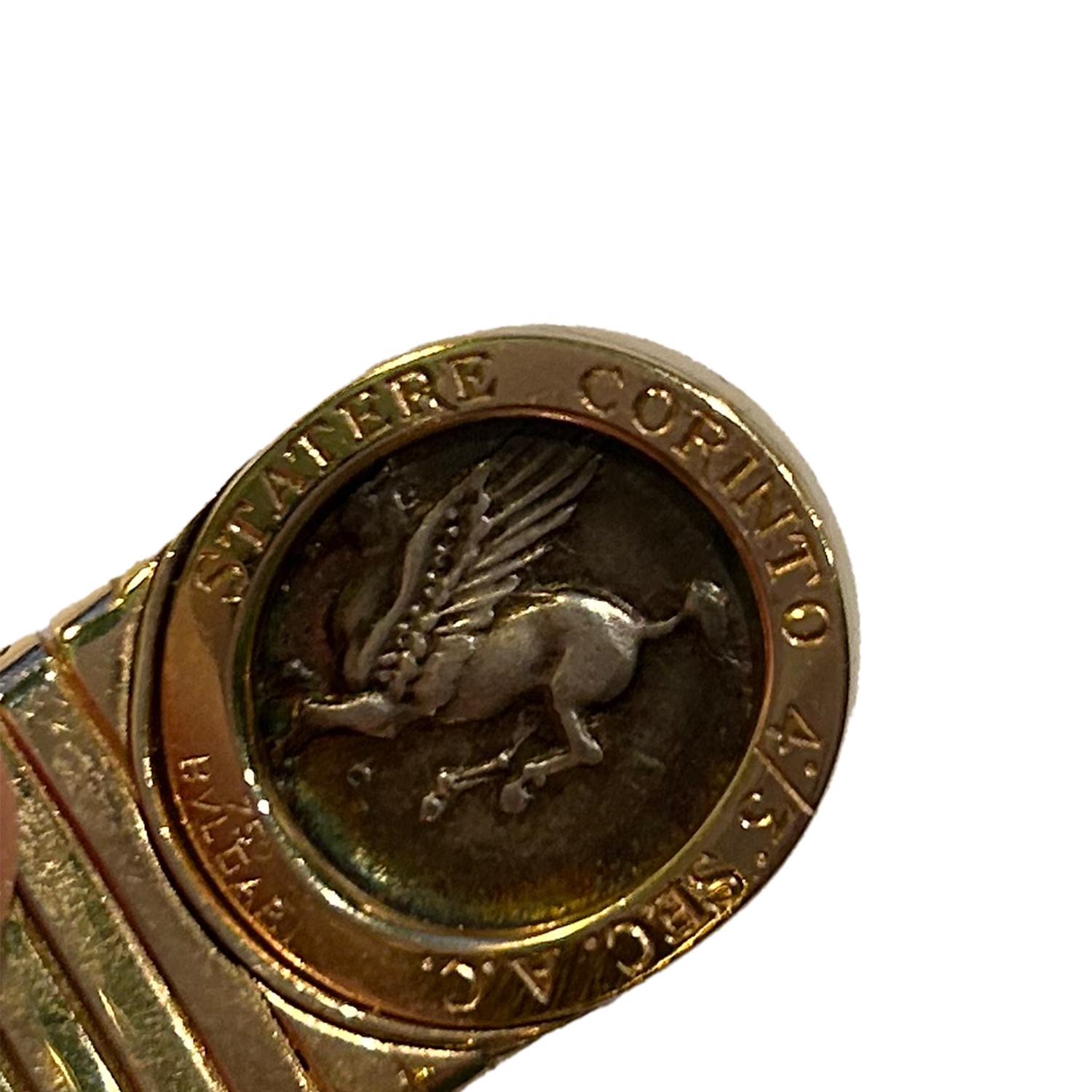 Bulgari 18K Yellow Gold Two Silver Coin 'Monete' Tubogas Bracelet For Sale 3