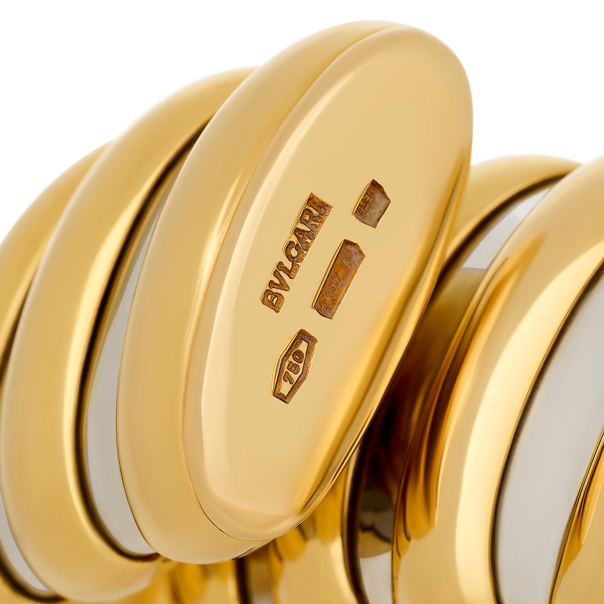 Donna Bracciale a coste Tubogas di Bulgari in acciaio e giallo 18 carati in vendita