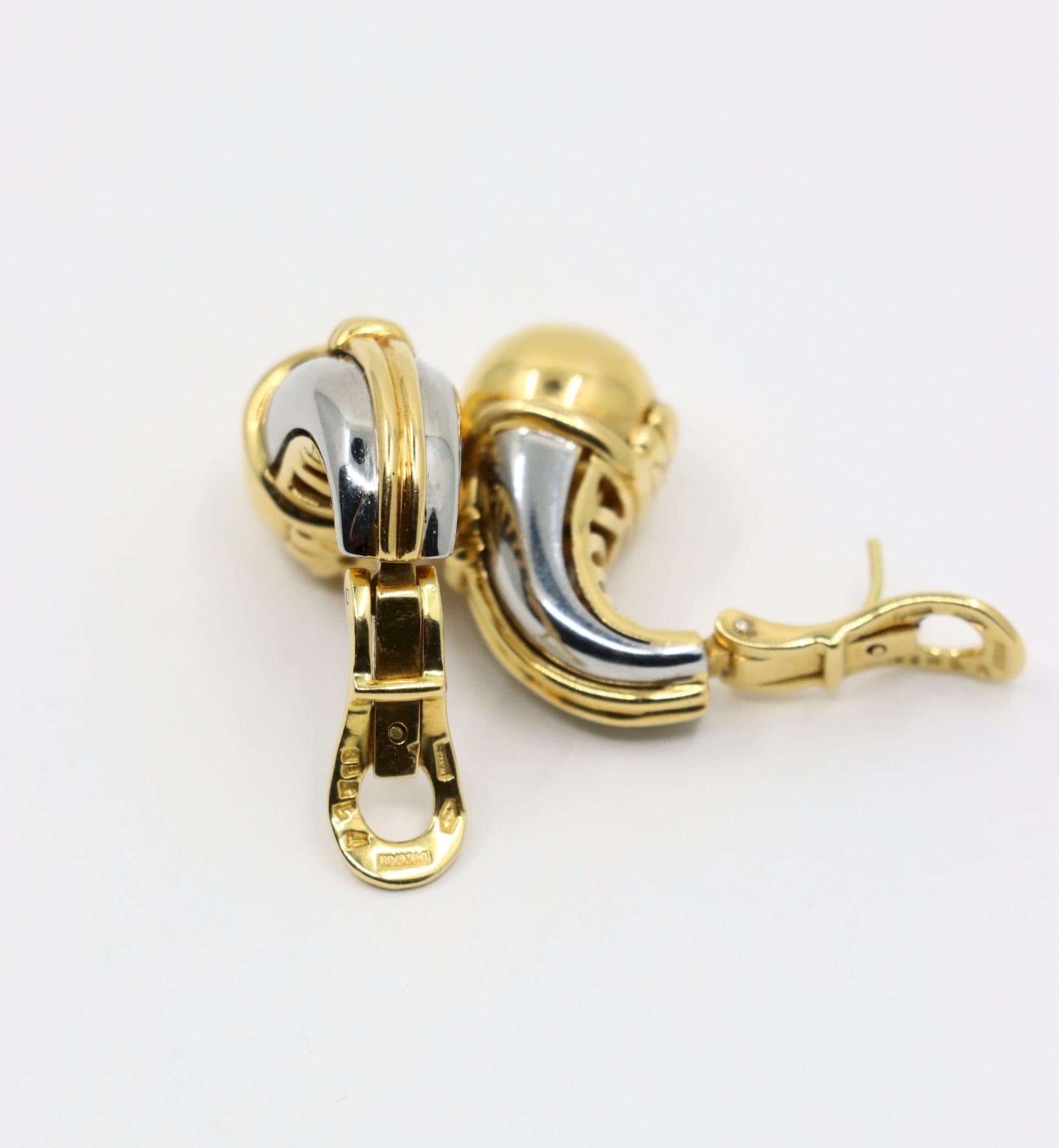 Orecchino Bulgari in oro giallo bianco 18 carati in vendita 6
