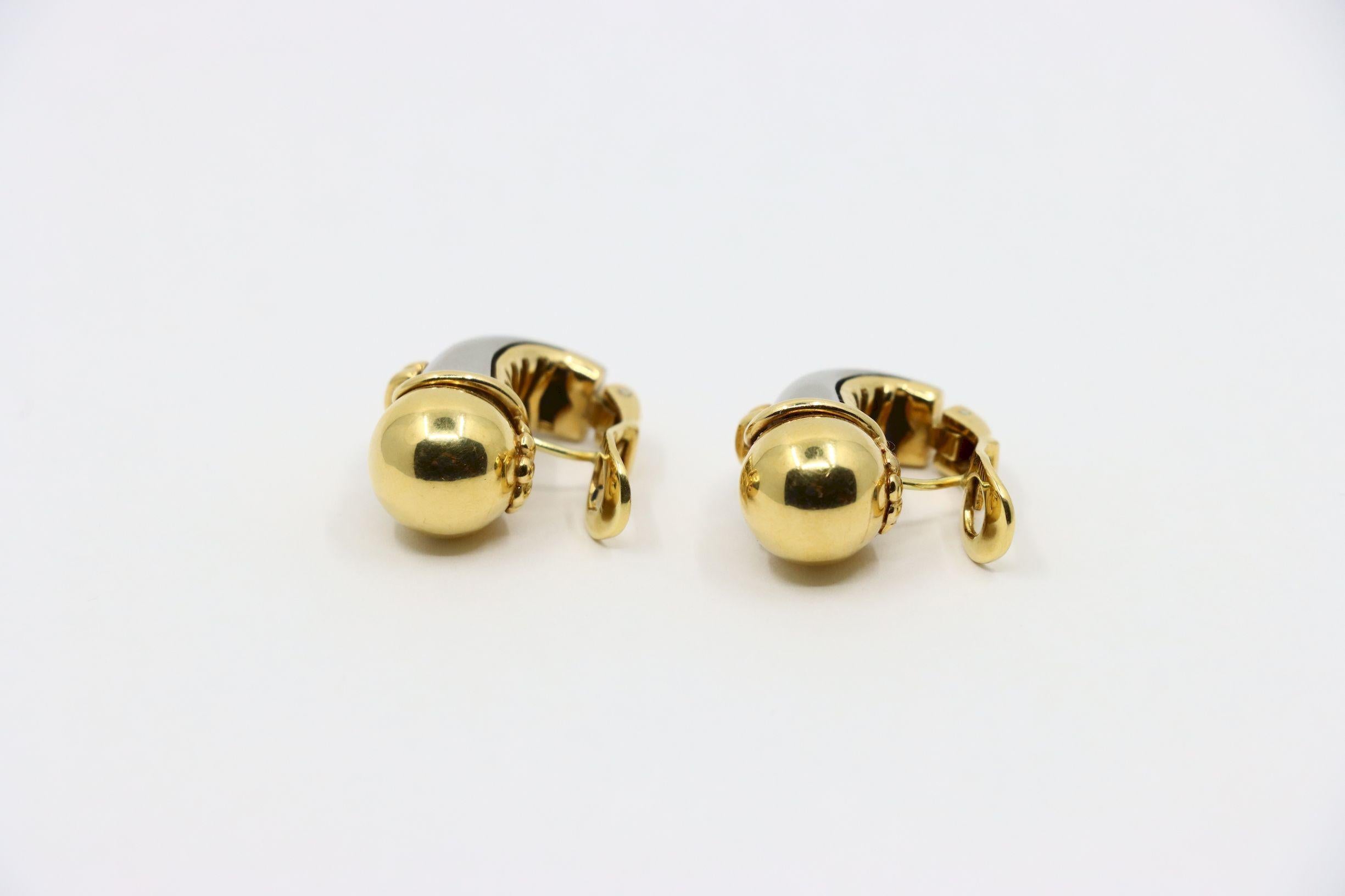 Orecchino Bulgari in oro giallo bianco 18 carati in vendita 4