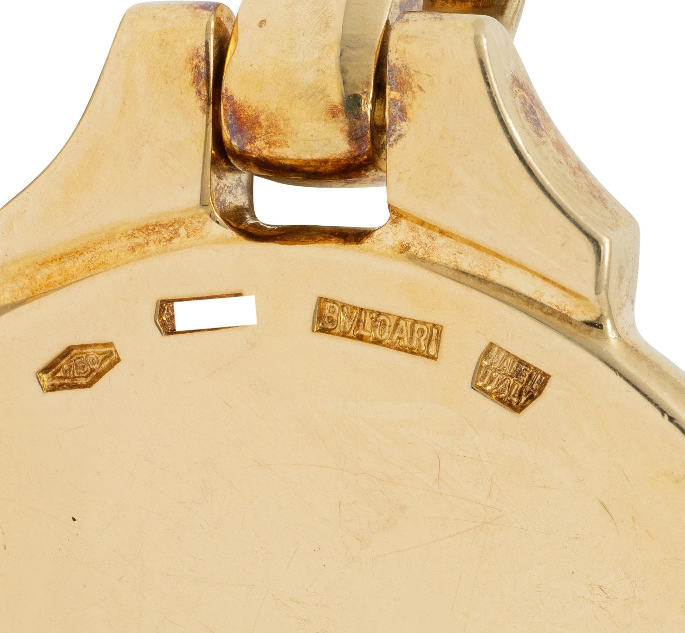 Bulgari 18K Yellow White Gold Pisces Zodiac Vintage Leather Pendant Necklace en venta 6