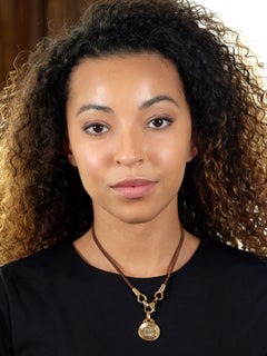 Bulgari 18K Yellow White Gold Pisces Zodiac Vintage Leather Pendant Necklace