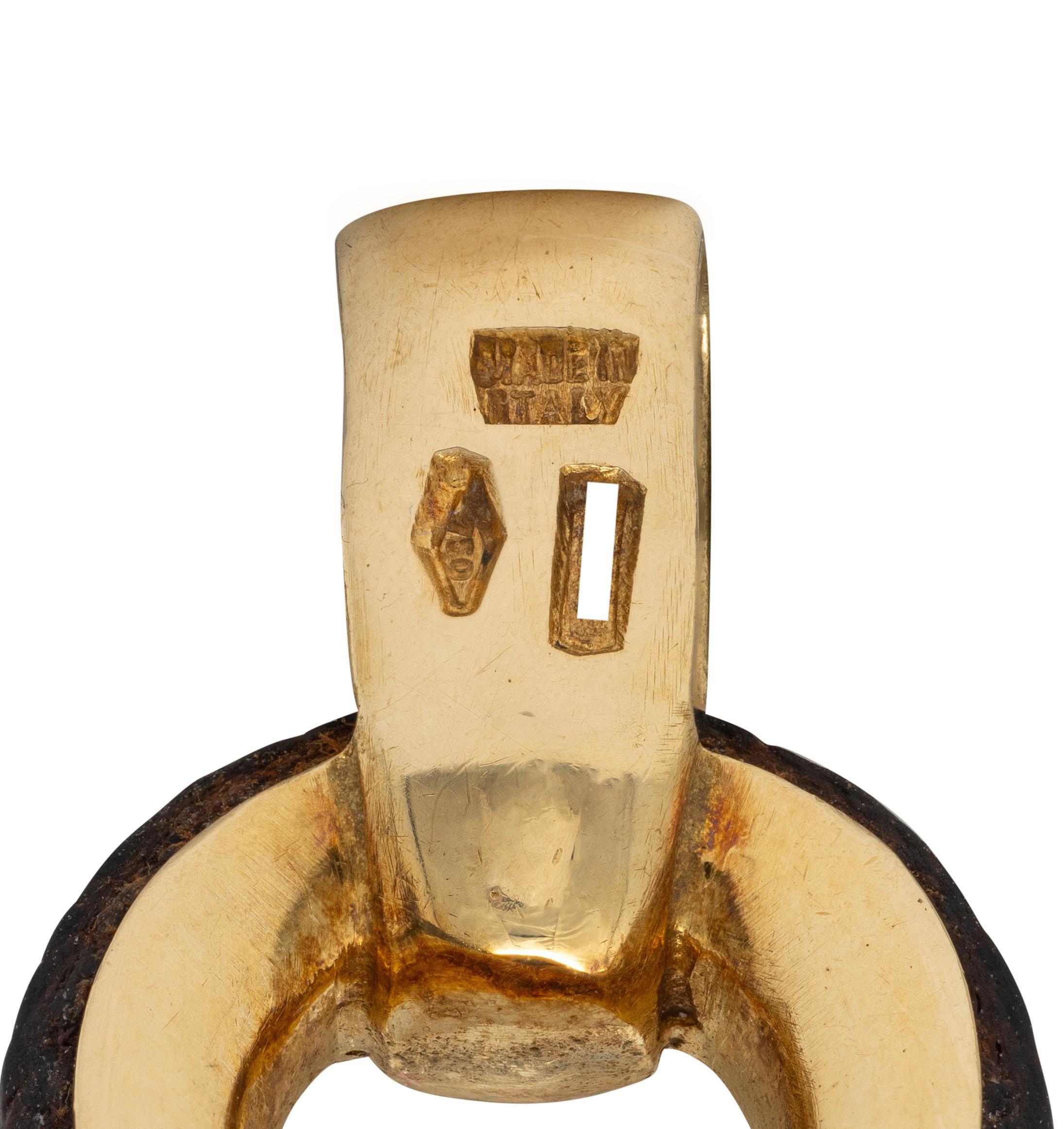 Bulgari 18K Yellow White Gold Pisces Zodiac Vintage Leather Pendant Necklace en venta 4