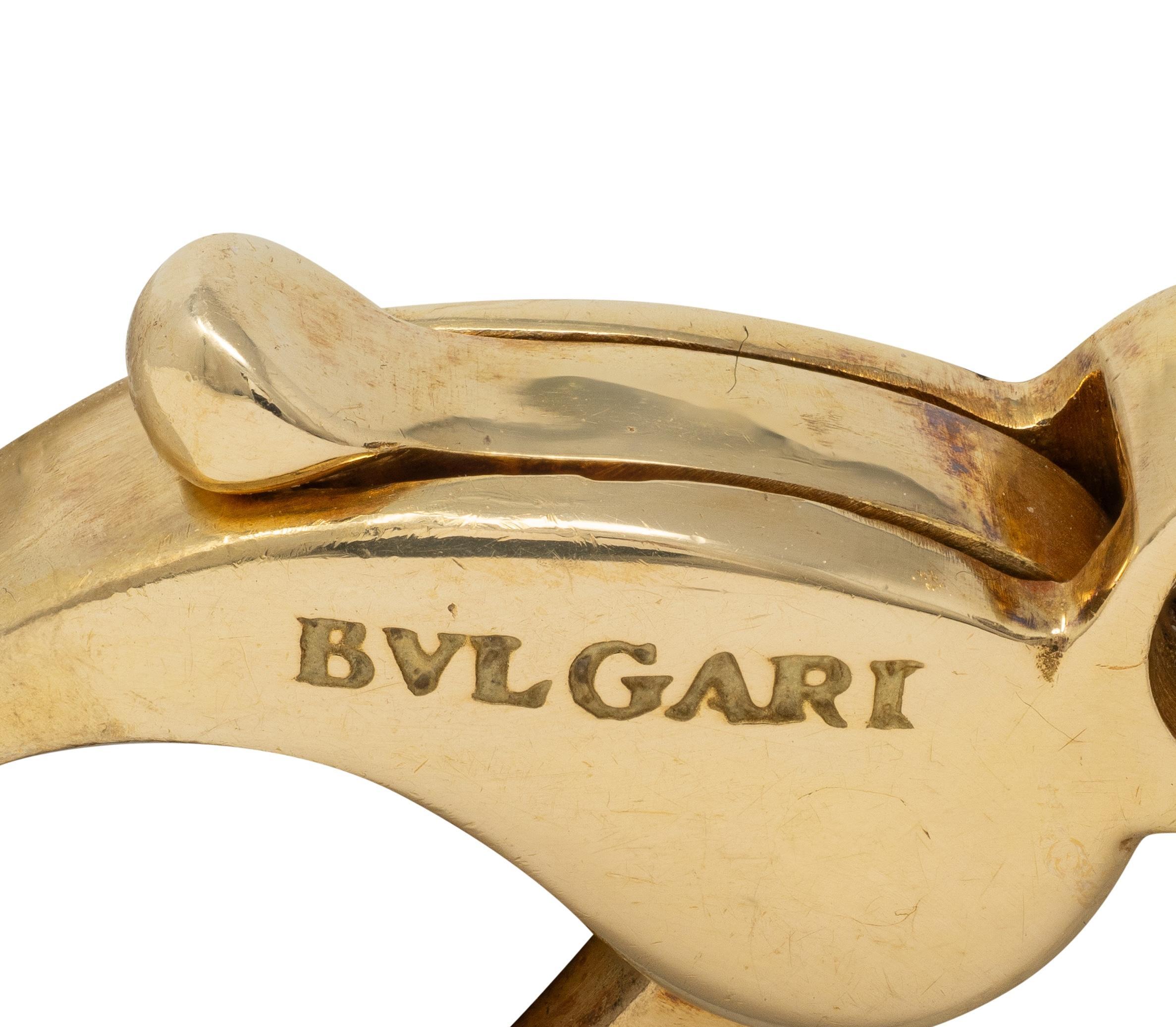 Bulgari 18K Yellow White Gold Pisces Zodiac Vintage Leather Pendant Necklace en venta 5