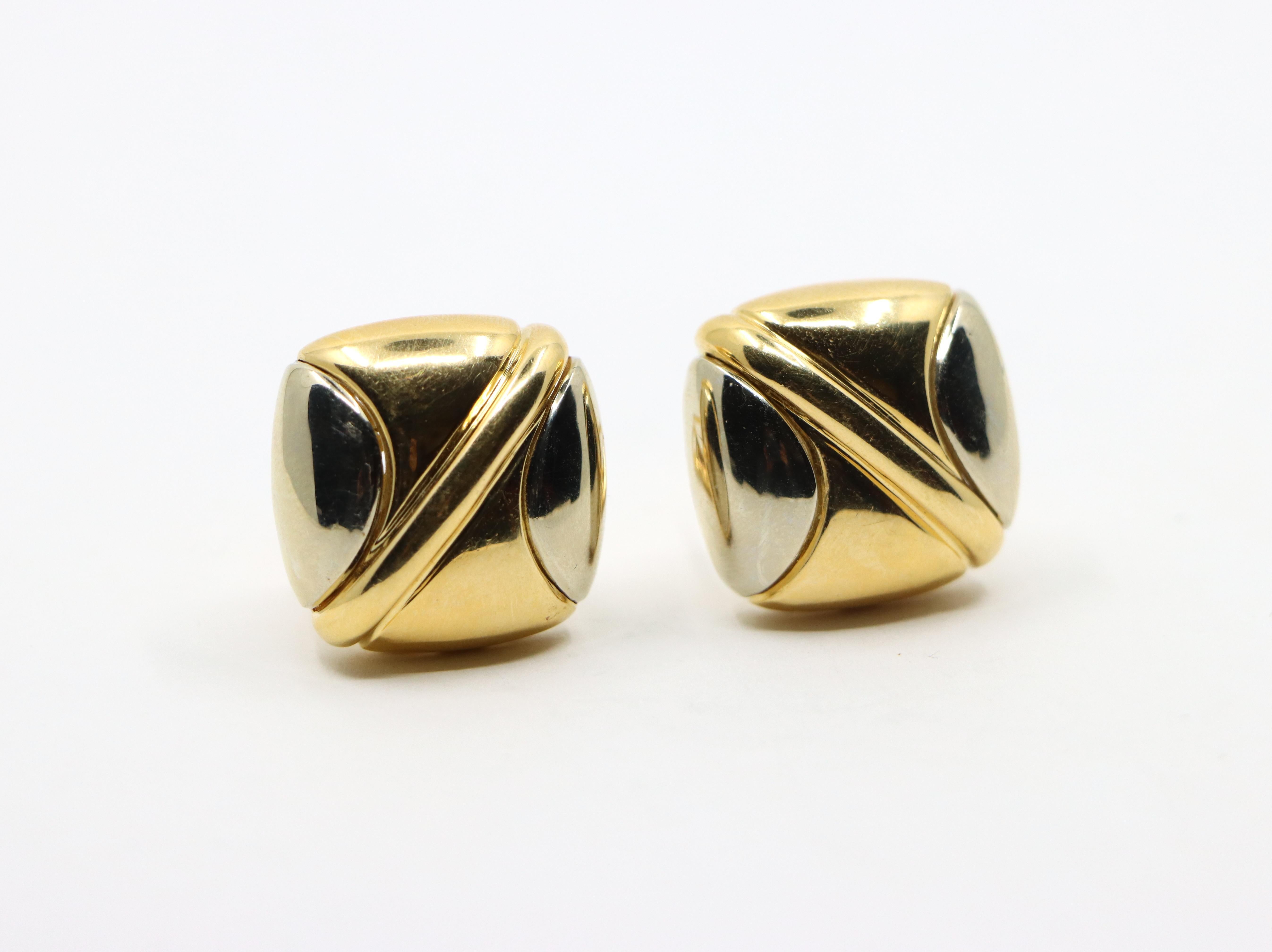 Bulgari 18K Yellow White Gold Puzzle Earring For Sale 8