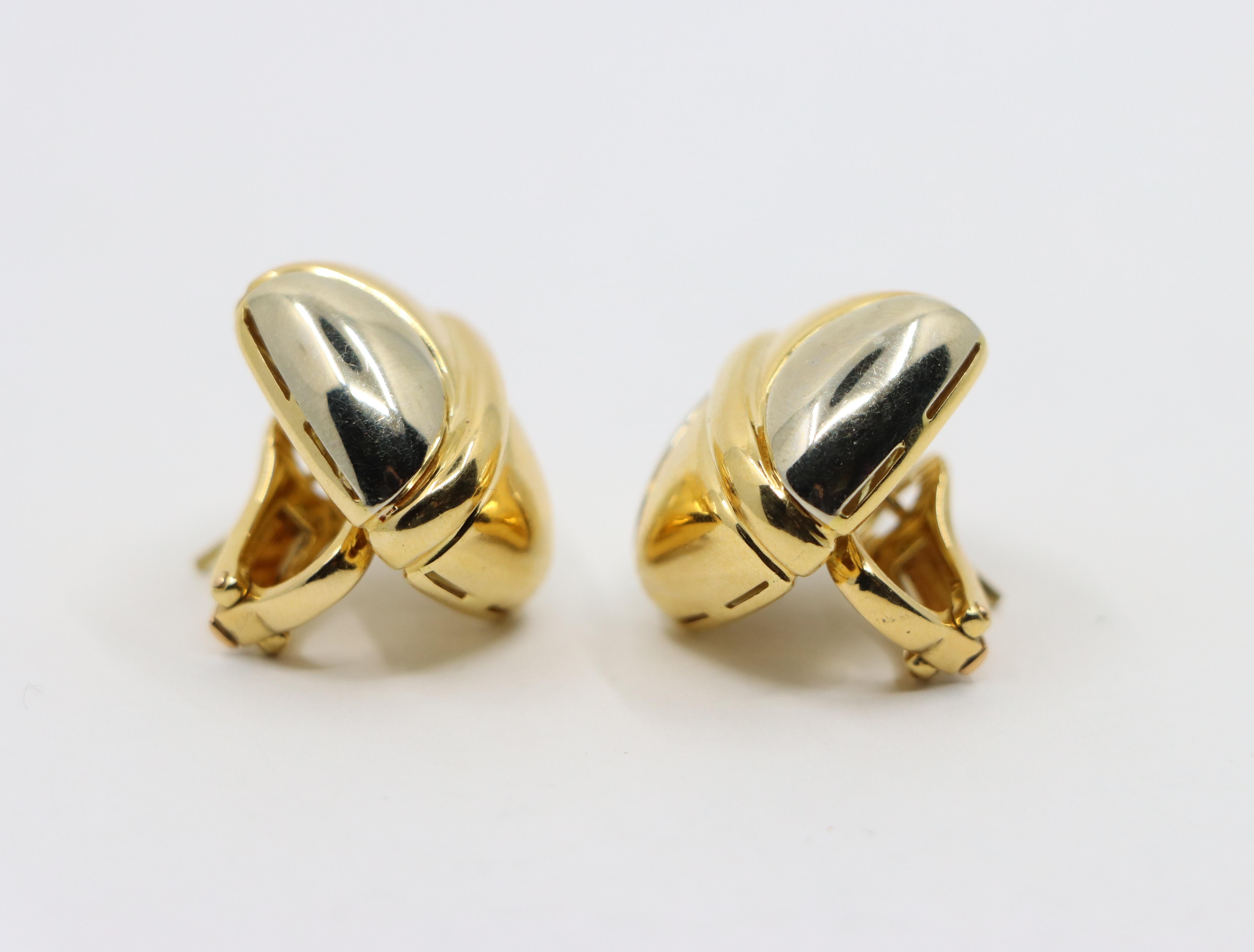 Bulgari 18K Yellow White Gold Puzzle Earring For Sale 4