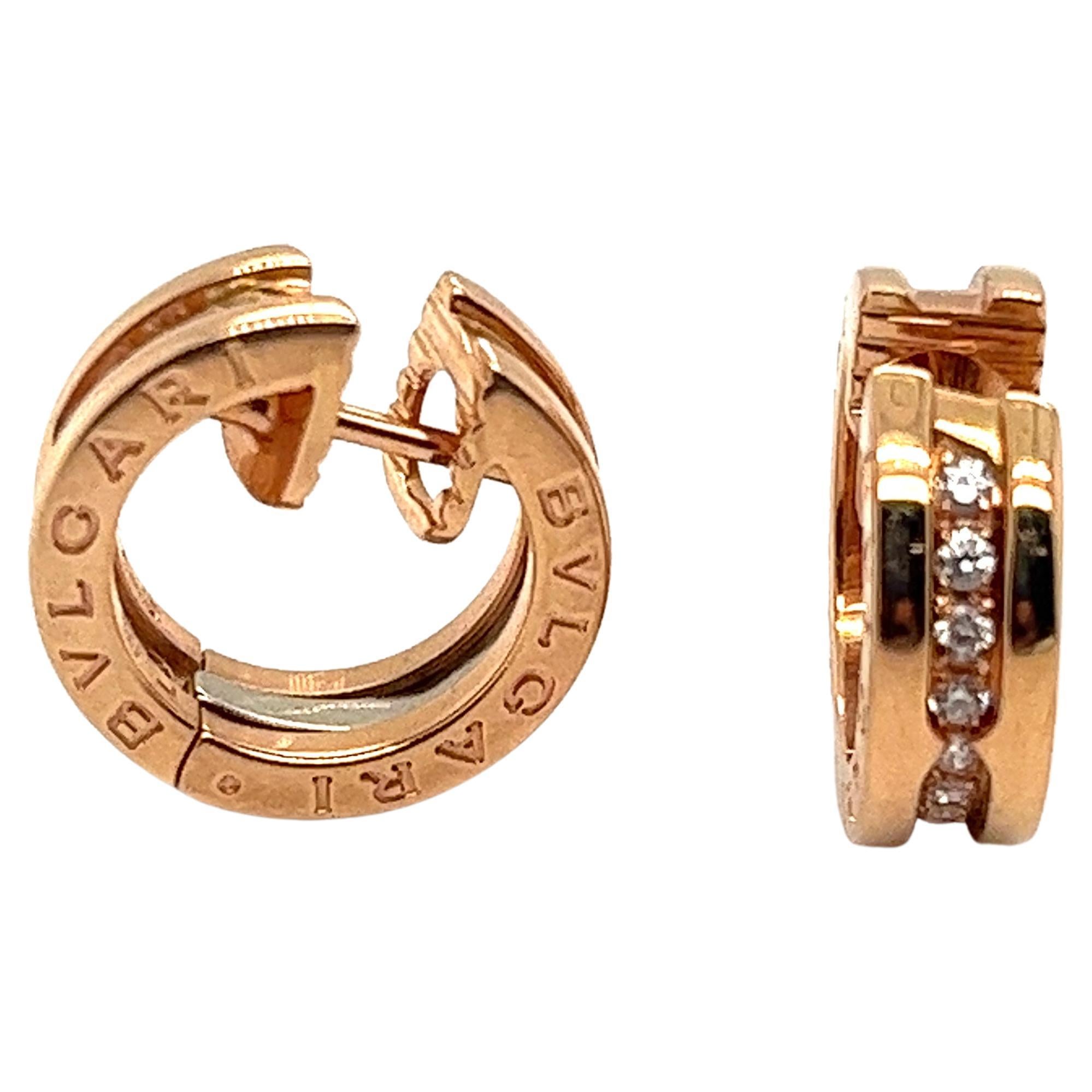 Bvlgari Jewelry 18k Rose Gold B.ZERO1 Black Ceramic Hoop Earrings 347405 |  Mayors